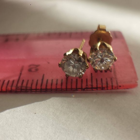 2 Carat CZ 14K Gold Stud Earrings - Picture 7 of 15